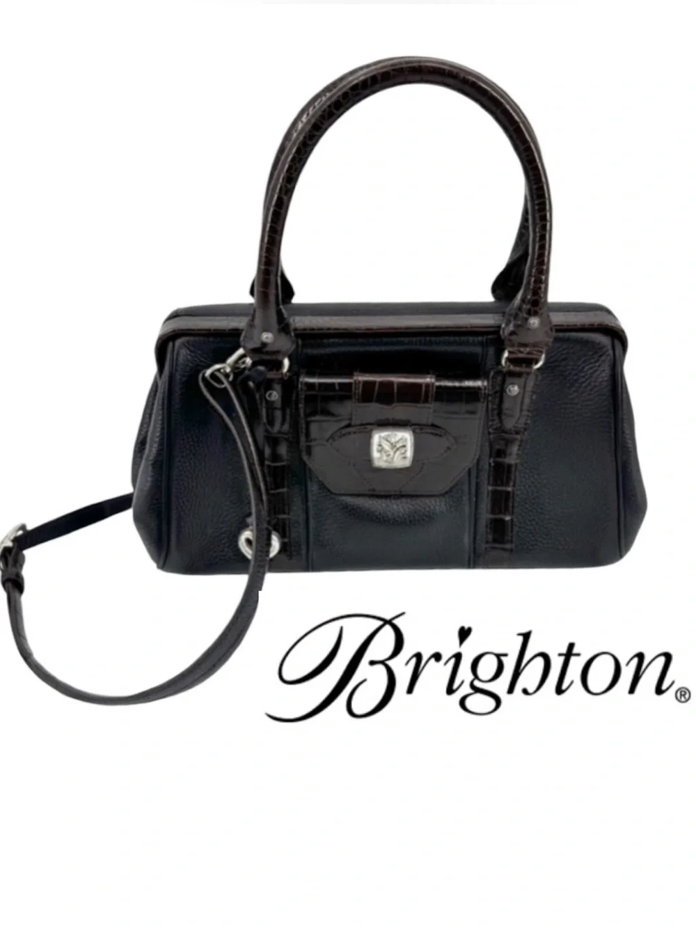 Brighton Genuine Leather 2 Way Crossbody Satchel Bag